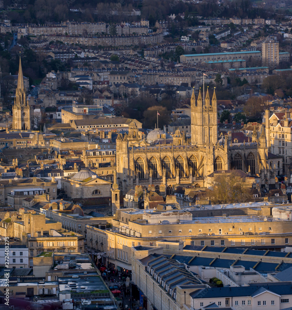 UK, England, Bath, Abbey from above