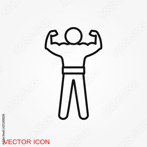 Bodybuilder icon, muscle sign. Vector illustration for web design