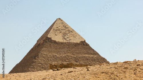 View of the great pyramid of Pharaoh Khafre  ancient architecture of Egypt in the Giza complex