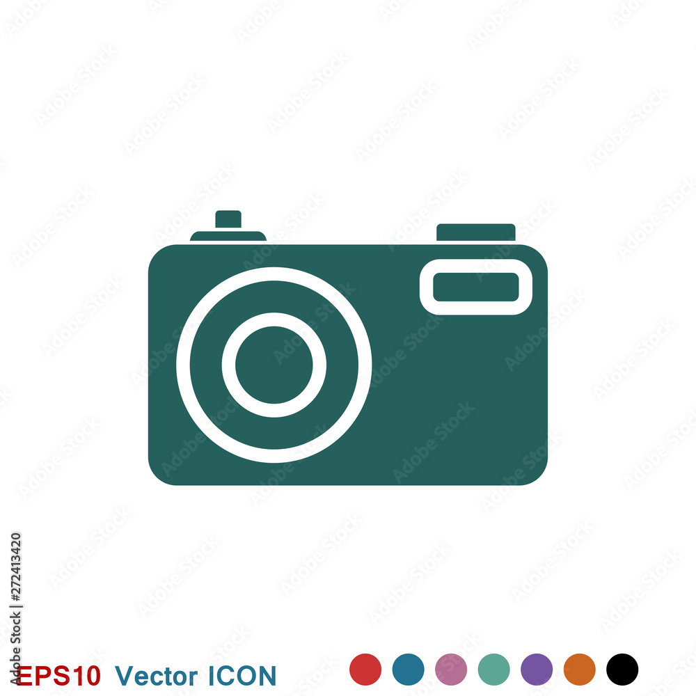 Camera Icon in flat style isolated on background Camera Icon in flat style isolated on background
