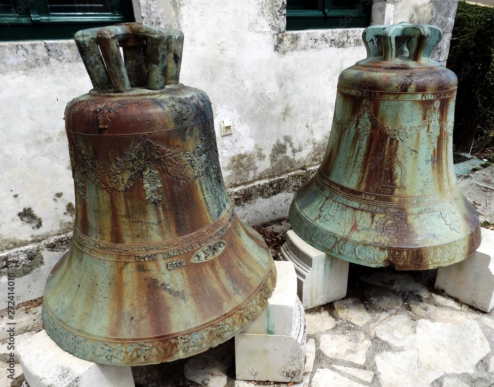 Fototapeta premium bells from an old church in Zakynthos Island - Greece