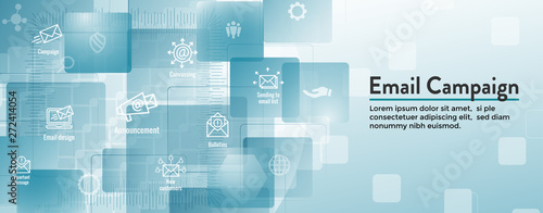 Email marketing campaigns icon set - web header banner