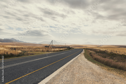 Curvy countryside road in South Africa in spring season