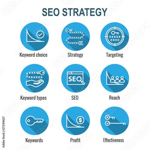 SEO Strategy - Search engine optimization concept - keywords, etc