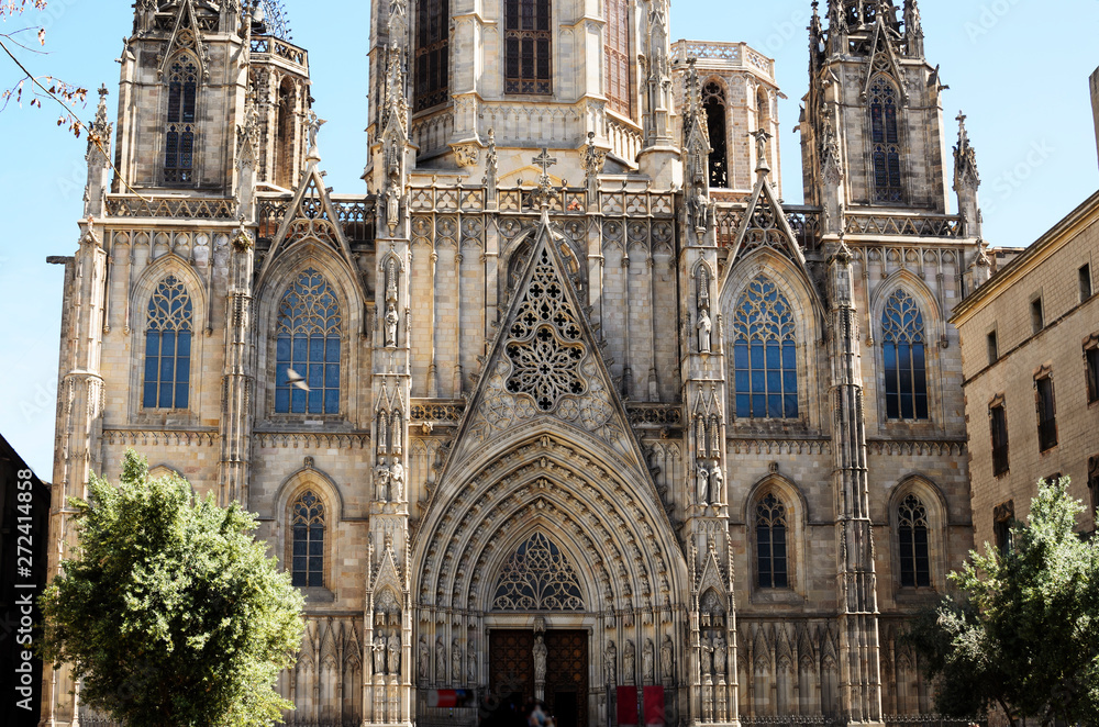 Fototapeta premium Catedral de Barcelona, fachada principal