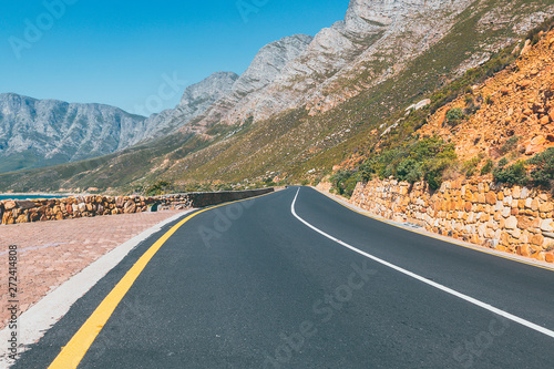 Cape peninsula scenic drive with ocean and mountains view, South Africa
