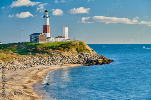 Montauk Lighthouse and beach  Long Island  New York  USA.