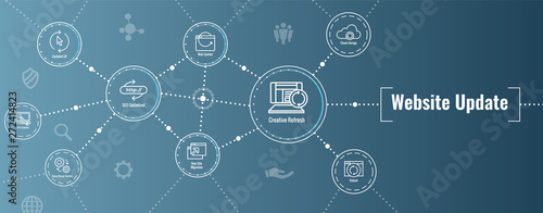 Website Update Icon Set with Web Header Banner