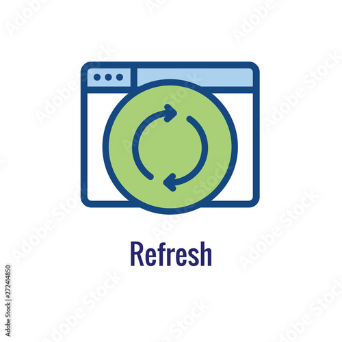 Website Update Icon - with arrows thin line - outline imagery