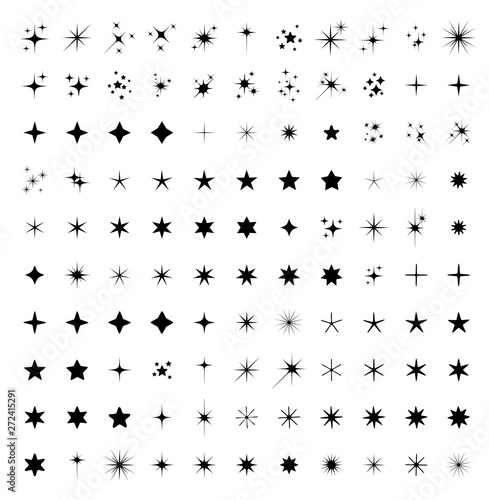 Set of different beautiful star and spakle shapes vector  collection