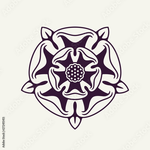 Heraldic Rose Vector Monochrome Element