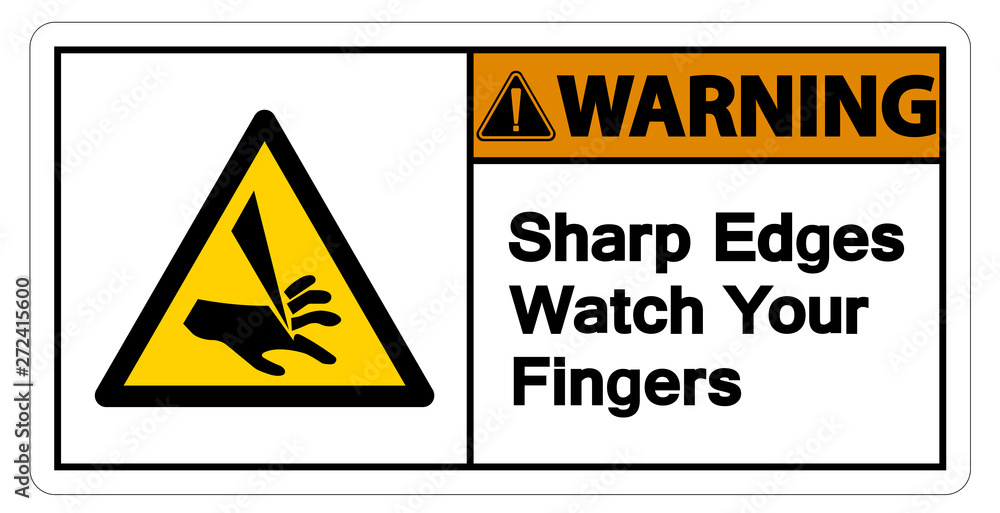 Waring Sharp Edges Watch Your Fingers Symbol Sign Isolate On White Background,Vector Illustration Waring Sharp Edges Watch Your Fingers Symbol Sign Isolate On White Background,Vector Illustration
