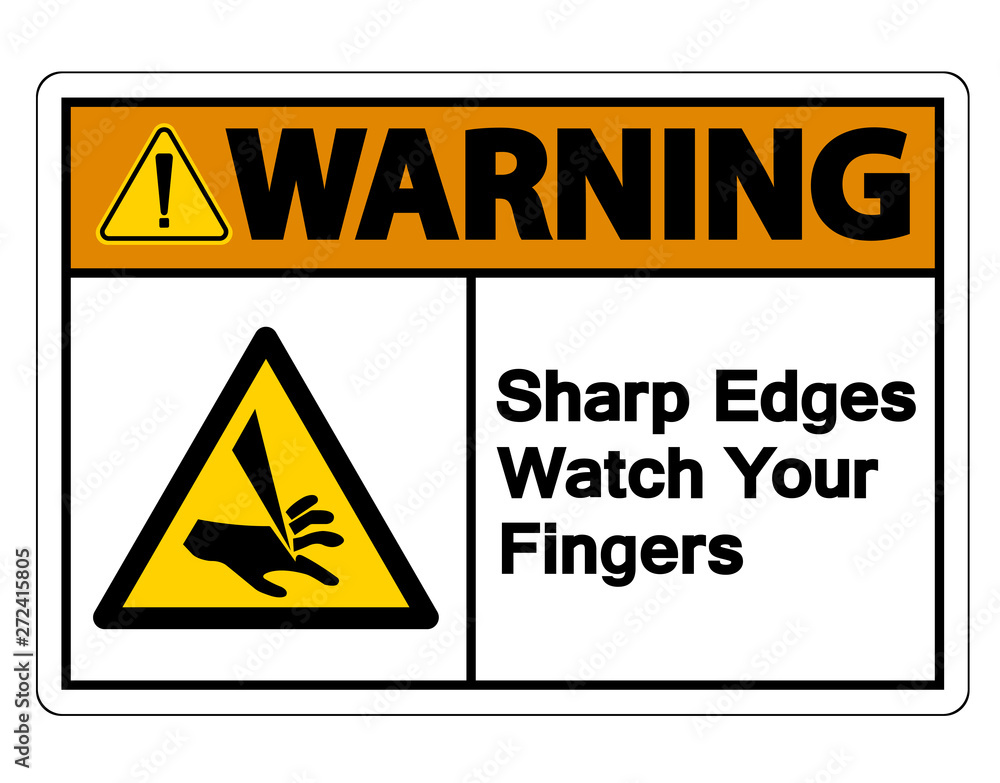 Waring Sharp Edges Watch Your Fingers Symbol Sign Isolate On White Background,Vector Illustration Waring Sharp Edges Watch Your Fingers Symbol Sign Isolate On White Background,Vector Illustration