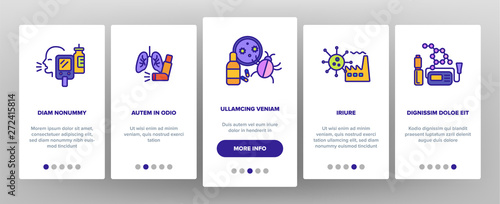 Asthma Illness Vector Onboarding Mobile App Page Screen. Asthma Medical Condition Symptoms. Asthmatic Disease Reasons, Treatment. Viruses Affecting Lungs, Respiratory System Illustration