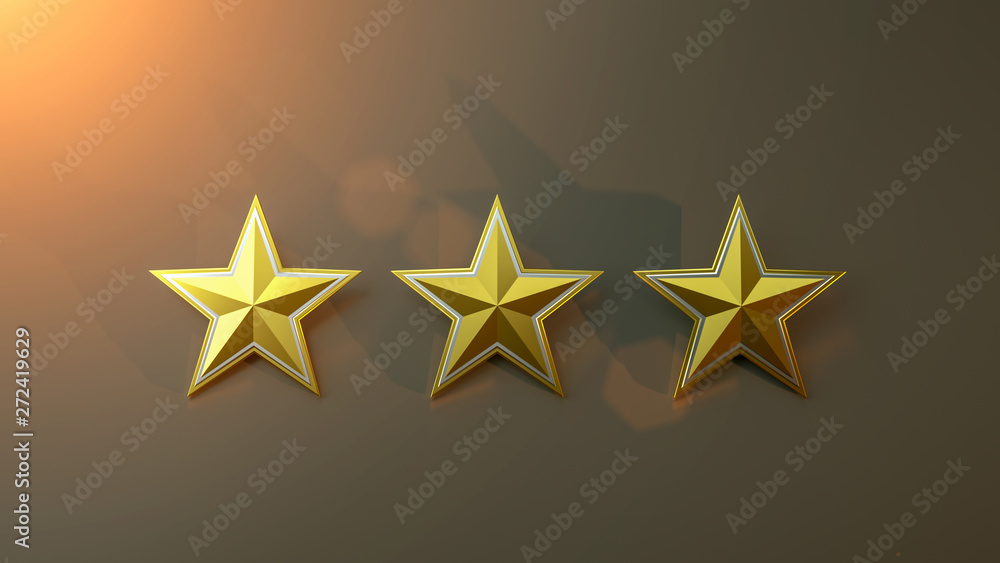 Star rating realistic gold star set illustration 3d rendering Star rating realistic gold star set illustration 3d rendering