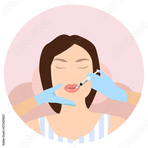 Cosmetic hyaluronic acid lip injection with acid