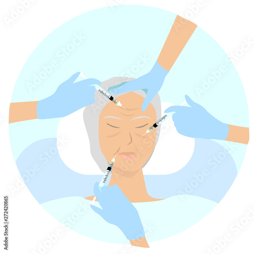Woman having beauty hyaluronic acid facial injection