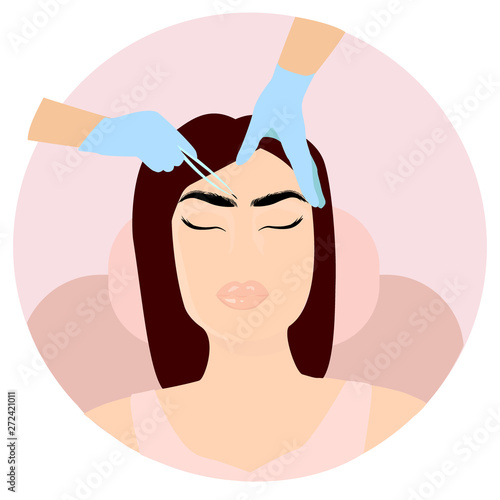 Eyebrows cosmetic Procedures of implantation and extension