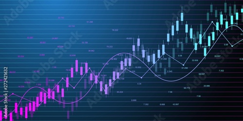 Stock market graph or forex trading chart for business and financial concepts. Stock market data. Bullish point, Trend of graph. Vector illustration