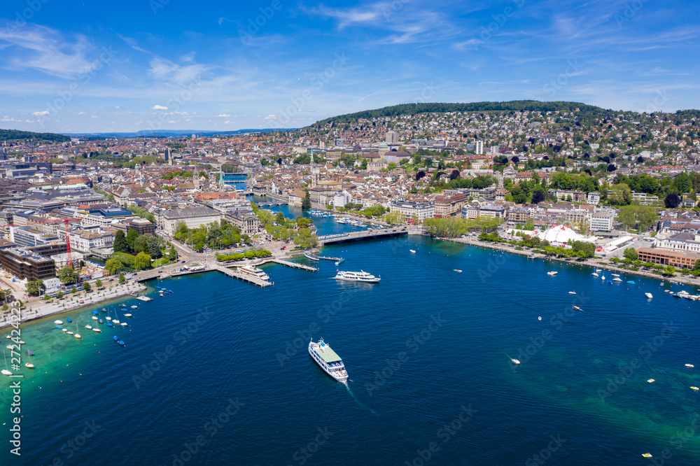 Aerial view of Zurich  city in Switzerland