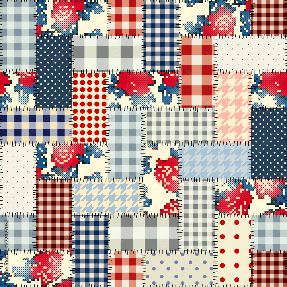Fototapeta premium Seamless background pattern. Patchwork pattern. Vector image