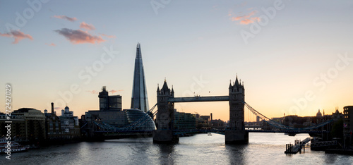 UK  England  London  Tower Bridge and Shard  dusk