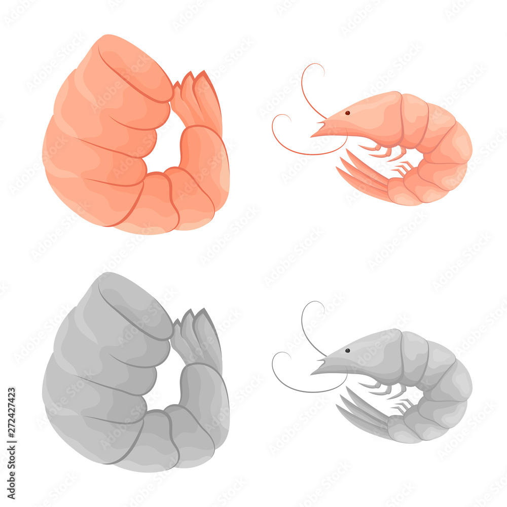 Vector design of appetizer and ocean logo. Collection of appetizer and delicacy stock vector illustration.