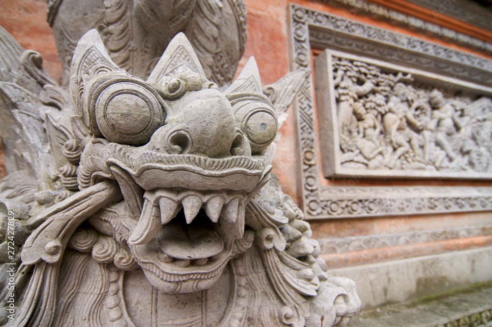 Close up of a typical Balinese stone statue