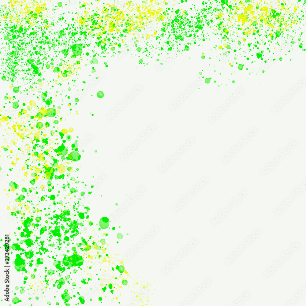 yellow green watercolor splashes on white background