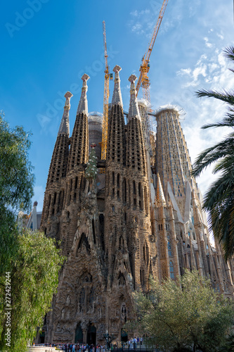 The famous gothic Sagrada Familia Cathedral in Barcelona, ​​Spain