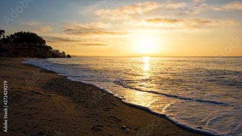 Sunrise on the beach. Miami Platja  Costa Dorada Coast  Tarragona  Spain