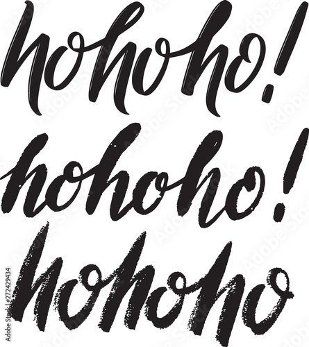 2020 hand written lettering on white background. Hohoho Christmass and New Year card design. Holiday vector illustration
