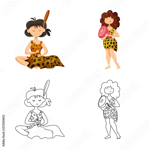 Vector illustration of evolution  and prehistory logo. Collection of evolution  and development  vector icon for stock.