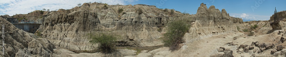 Panoramic sight of the Tatacoa desert part Los Hoyos in Colombia