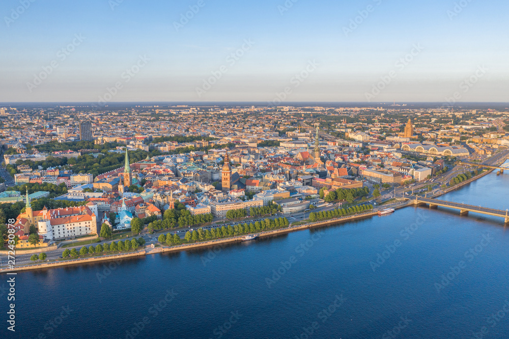 The capital of Latvia from drone flight. 