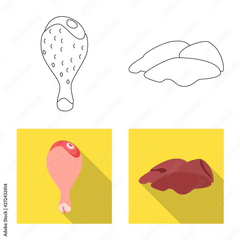 Isolated object of product and poultry icon. Collection of product and agriculture    stock symbol for web.