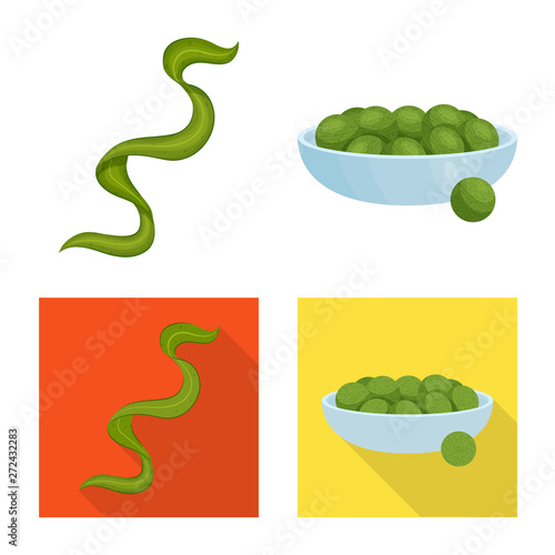 Vector illustration of protein and sea symbol. Set of protein and natural stock vector illustration.