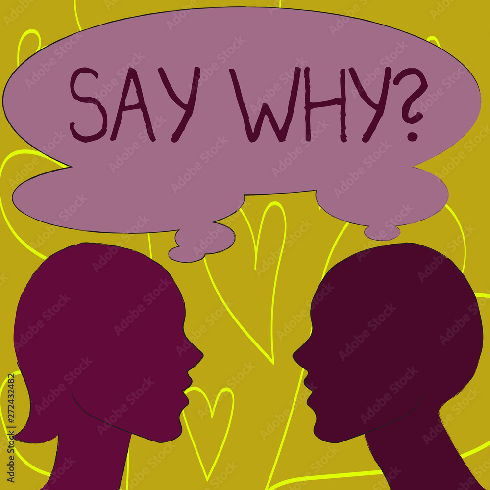 Writing note showing Say Whyquestion. Business concept for Give an explanation Express reasons Asking a question