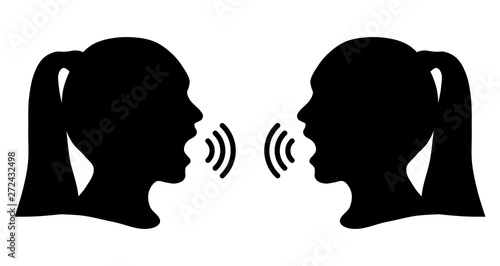 Silhouettes of girls, communication or argument