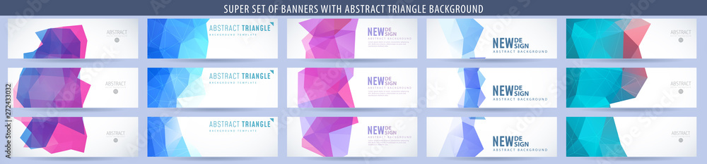 Set of abstract vector banner with triangle background. Template for design - obrazy, fototapety, plakaty 
