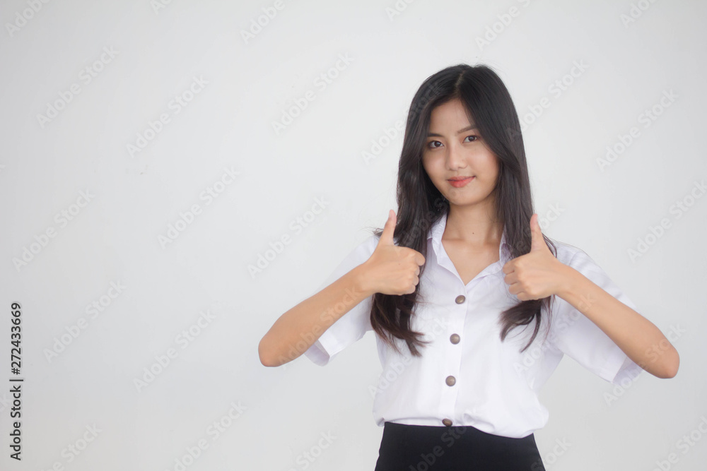 Portrait of thai adult student university uniform beautiful girl excellent Portrait of thai adult student university uniform beautiful girl excellent