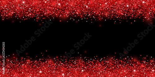 Wide border red glitter on black backround. Vector