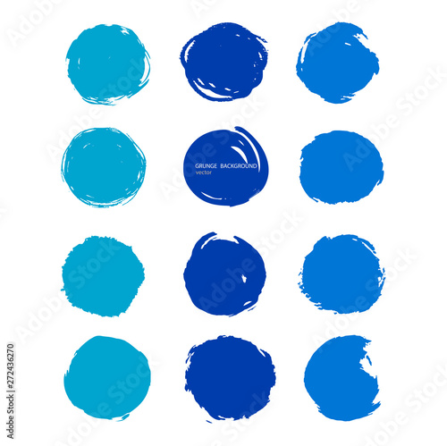 Grunge vector abstract hand - painted element.Set of blue brush stroke and texture. 