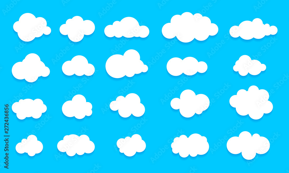 Flat Clouds Icon Set. Vector Illustration.