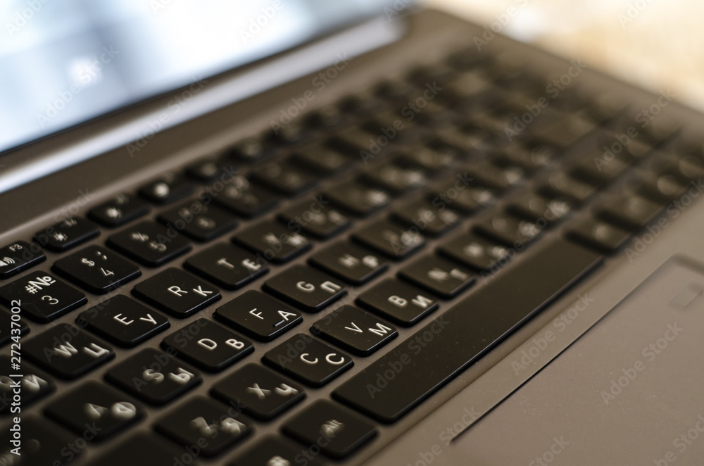 Russian-English keyboard in the dust. Dirty. Russian-English keyboard in the dust. Dirty.