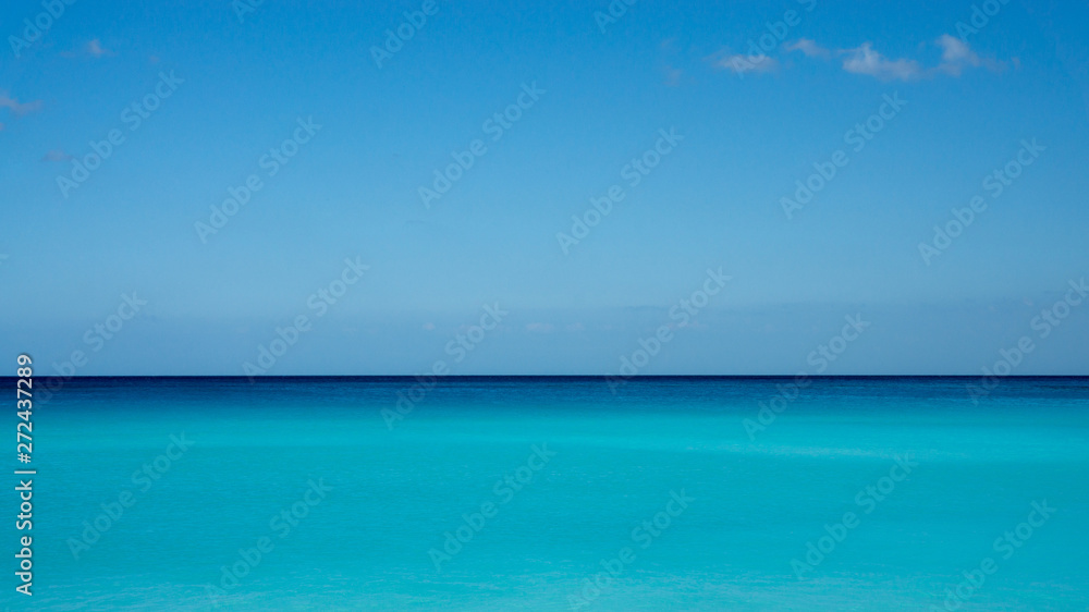 Caribbean sea with a beautiful blue-emerald color in Mexico. 