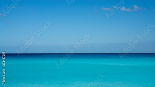 Caribbean sea with a beautiful blue-emerald color in Mexico. 