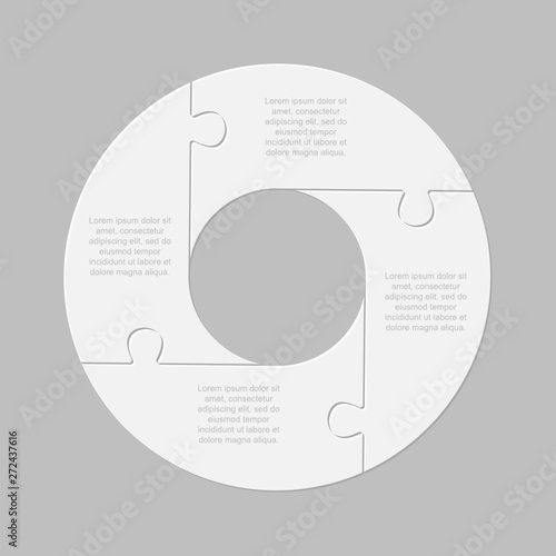 Four pieces jigsaw puzzle circles diagram graphic