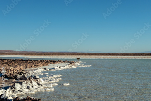 The Lagunas Escondidas (hidden altiplanic lagoons) of Baltinache : salt lakes in Salar of Atacama desert, Chile © nomadkate