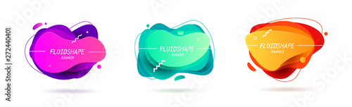 Set of abstract modern banner with gradient color. Different fluid shape and line elements. Abstract vector illustration.